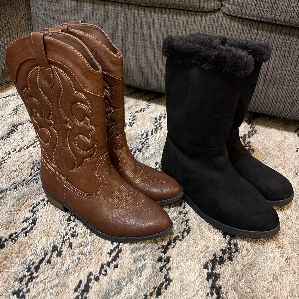 Brown and Black Girls Boots